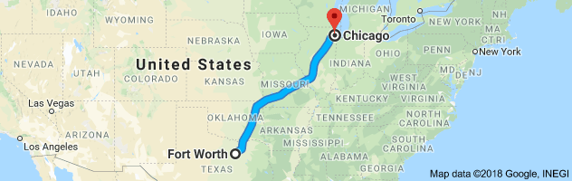 Fort Worth to Chicago Auto Transport Route