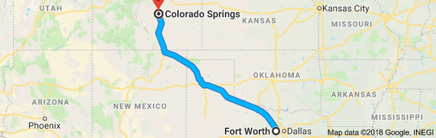 Fort Worth to Colorado Springs Auto Transport Route