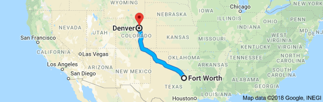 Fort Worth to Denver Auto Transport Route