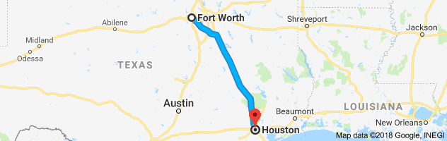 Fort Worth to Houston Auto Transport Route