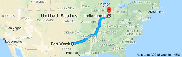 Fort Worth to Indianapolis Auto Transport Route