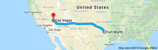 Fort Worth to Las Vegas Auto Transport Route