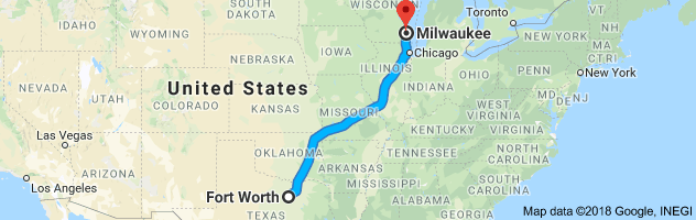 Fort Worth to Milwaukee Auto Transport Route