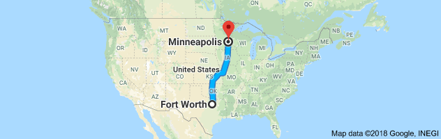 Fort Worth to Minneapolis Auto Transport Route