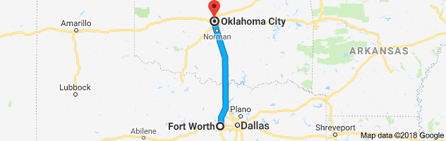 Fort Worth to Oklahoma City Auto Transport Route