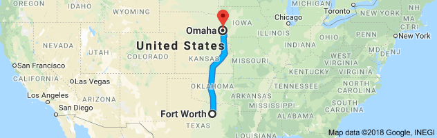 Fort Worth to Omaha Auto Transport Route