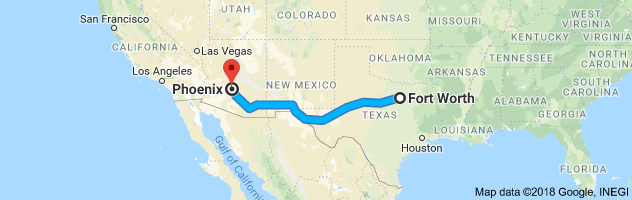 Fort Worth to Phoenix Auto Transport Route