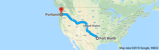 Fort Worth to Portland Auto Transport Route