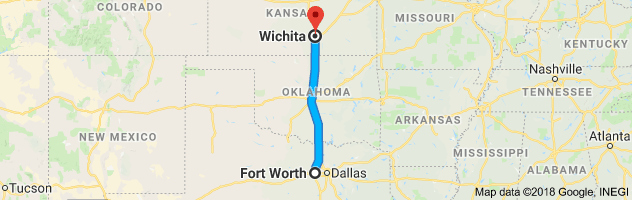 Fort Worth to Wichita Auto Transport Route