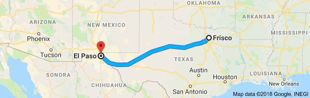 Frisco  to El Paso Auto Transport Route