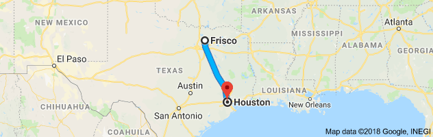 Frisco to Houston Auto Transport Route