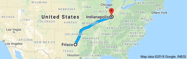 Frisco to Indianapolis Auto Transport Route