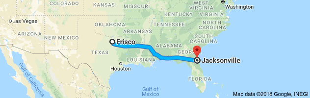 Frisco to Jacksonville Auto Transport Route