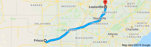 Frisco to Louisville Auto Transport Route