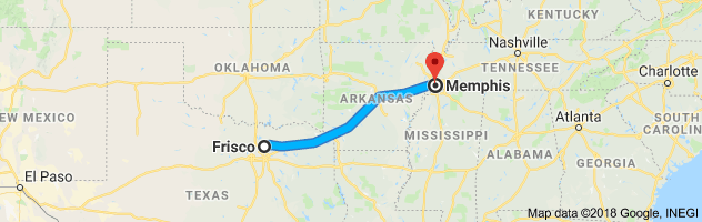 Frisco to Memphis Auto Transport Route