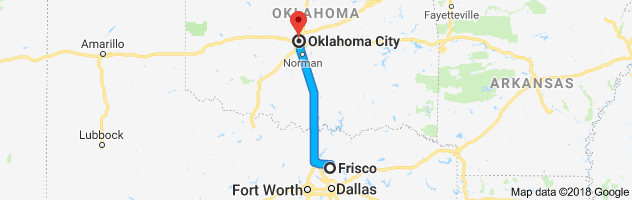 Frisco to Oklahoma City Auto Transport Route
