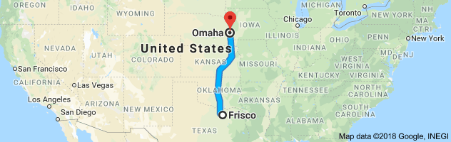 Frisco to Omaha Auto Transport Route
