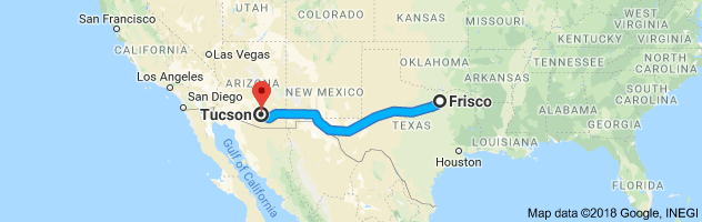 Frisco to Tucson Auto Transport Route