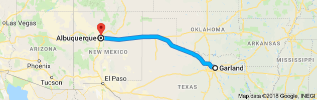 Garland to Albuquerque Auto Transport Route