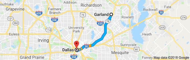 Garland to Dallas Auto Transport Route