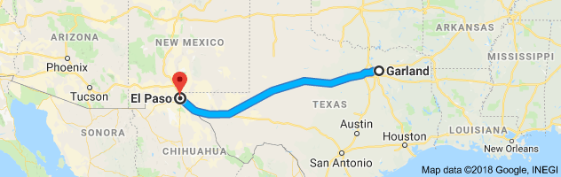 Garland to El Paso Auto Transport Route