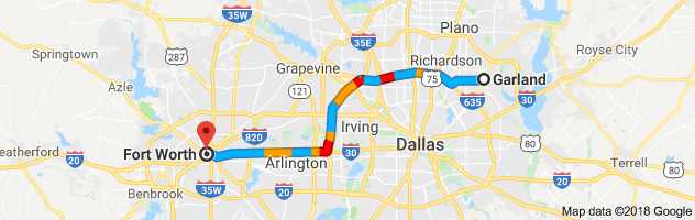 Garland to Fort Worth Auto Transport Route