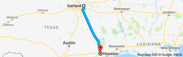 Garland to Houston Auto Transport Route