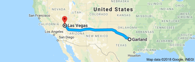 Garland to Las Vegas Auto Transport Route