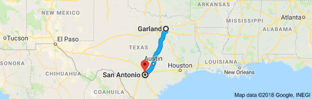 Garland to San Antonio Auto Transport Route