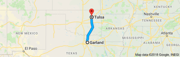 Garland to Tulsa Auto Transport Route