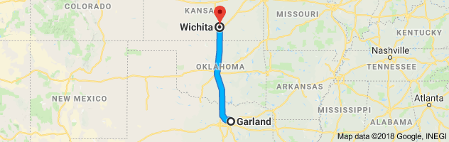 Garland to Wichita Auto Transport Route