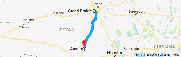 Grand Prairie to Austin Auto Transport Route