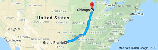 Grand Prairie to Chicago Auto Transport Route