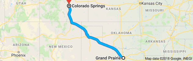 Grand Prairie to Colorado Springs Auto Transport Route