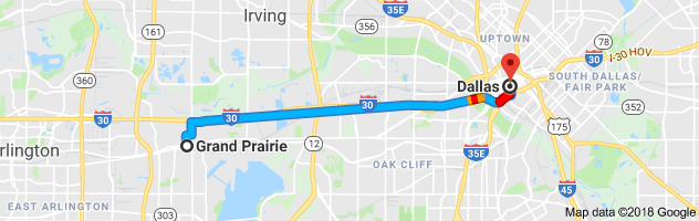 Grand Prairie to Dallas Auto Transport Route