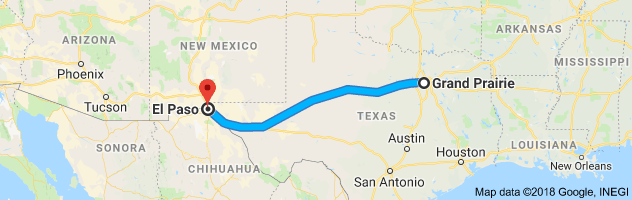 Grand Prairie to El Paso Auto Transport Route