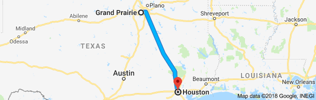 Grand Prairie to Houston Auto Transport Route