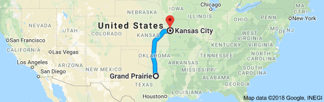 Grand Prairie to Kansas City Auto Transport Route