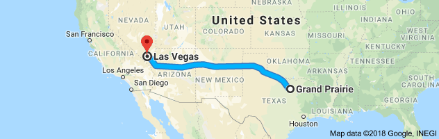 Grand Prairie to Las Vegas Auto Transport Route