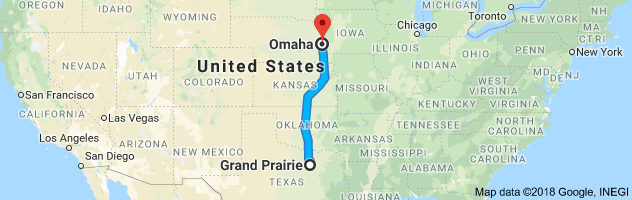 Grand Prairie to Omaha Auto Transport Route