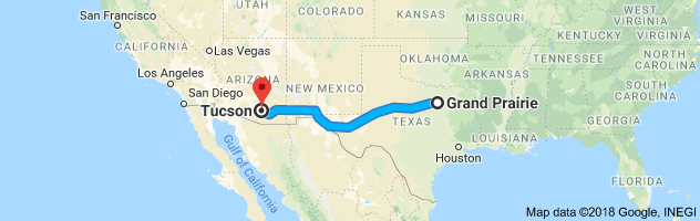 Grand Prairie to Tucson Auto Transport Route