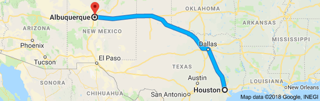 Houston to Albuquerque Auto Transport Route