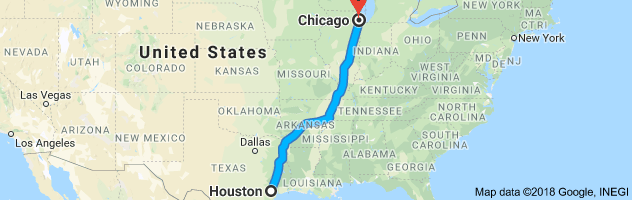 Houston to Chicago Auto Transport Route