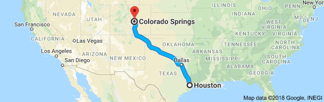 Houston to Colorado Springs Auto Transport Route