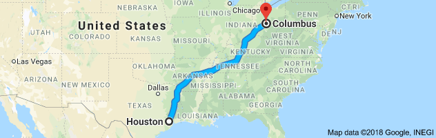 Houston to Columbus Auto Transport Route