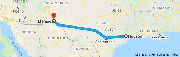Houston to El Paso Auto Transport Route