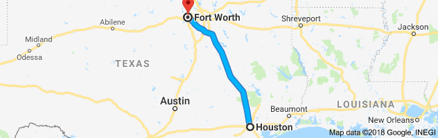 Houston to Fort Worth Auto Transport Route