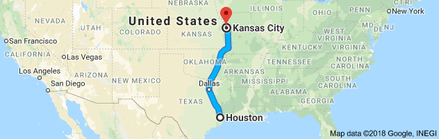 Houston to Kansas City Auto Transport Route
