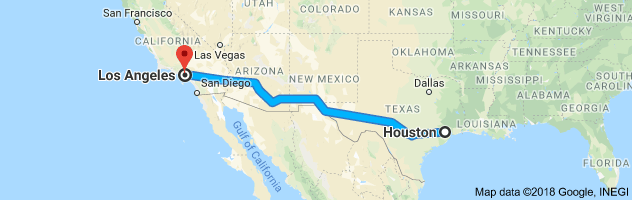 Houston to Los Angeles Auto Transport Route