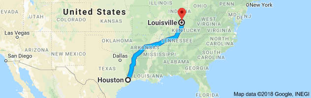 Houston to Louisville Auto Transport Route
